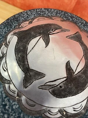 Trinket Box Mango Wood Dolphins Lid Tin Beach Ocean Decor Keepsakes Mementos - Image 1 of 4