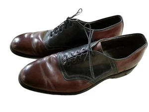 VTG JOHNSTON & MURPHY Aristocraft Men's Cordovan Black Saddle Shoes Size 12 USA - Picture 1 of 11