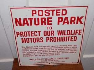 Vintage Posted Nature Park Alexandria Bay, NY Metal Sign - Picture 1 of 3