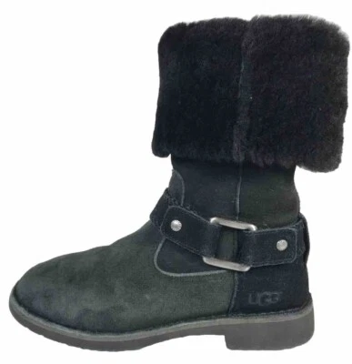 Ugg Australia Braiden Mujer Talla 8.5 Botas Negro Cremallera Arnés Botas Foto 1 de 4
