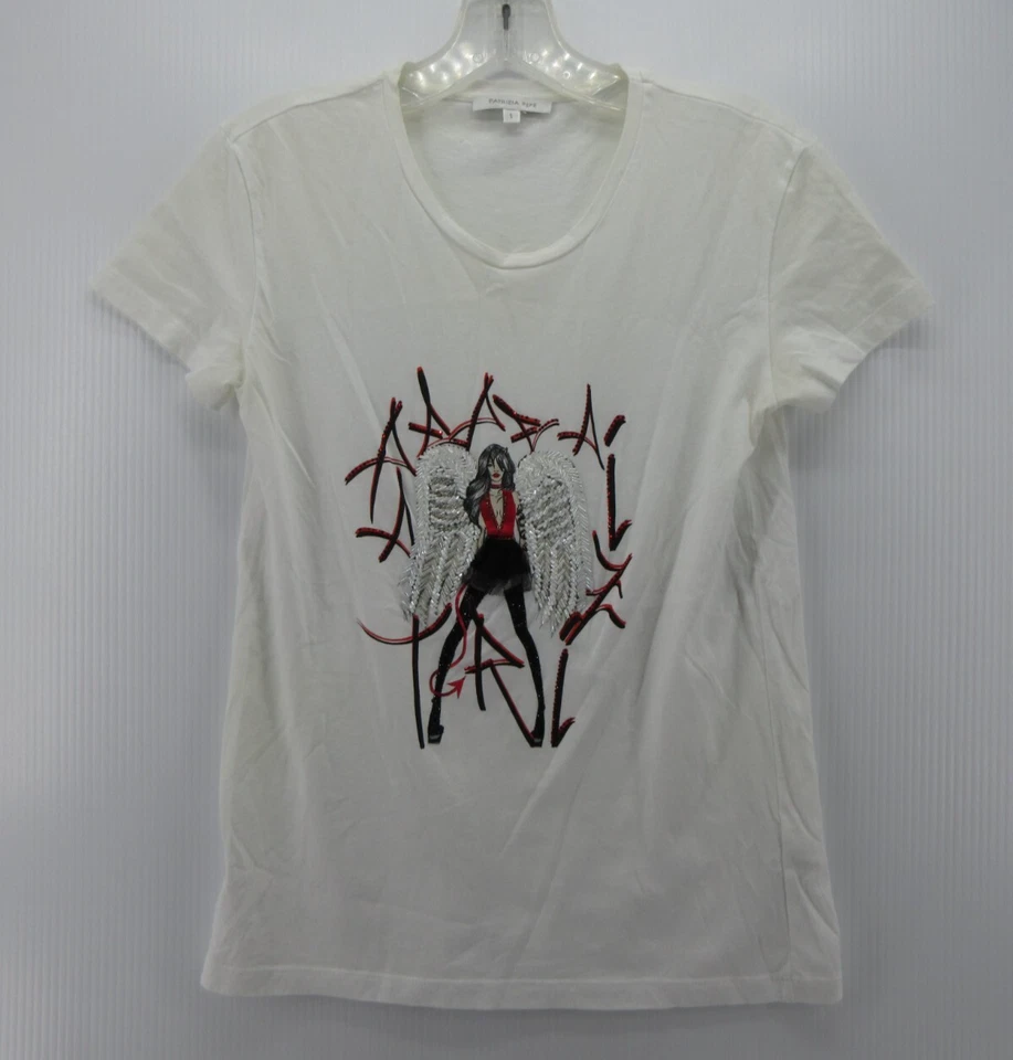 Patrizia Pepe Top Women 1 White Pullover Angel Rock Beaded Sequin T Tee US 6 * - Image 1 of 4