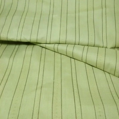 Винтажная оливково-зеленая и коричневая хлопчатобумажная дамасская полосатая ткань 1960-х годов 2,75 ярда x 45 дюймов - Изображение 1 из 4