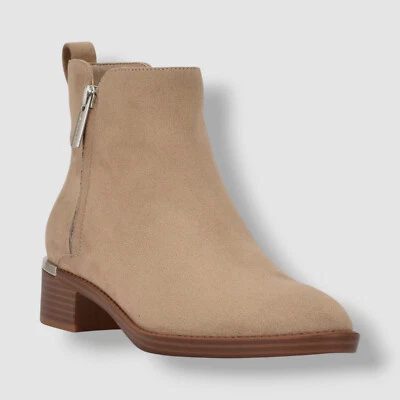 Calvin Klein 男式米色牛仔粗跟短靴 7.5 码 — 第 1/4 张图片