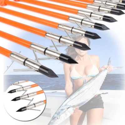 32in Archery Bowfishing Solid Fiberglass Arrows Head Outdoor Bow Fishing Hunting - Image 1 of 4