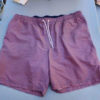 Land's End Swim Shorts Mens 44 46 Blue Red Striped Bathing Suit Trunks Lined - Image 1 of 4