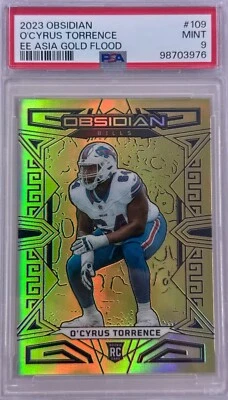 2023 Panini Obsidian O’cyrus Torrence Asia Gold Flood 5/10 PSA 9 MINT #109 Bills - Image 1 of 2