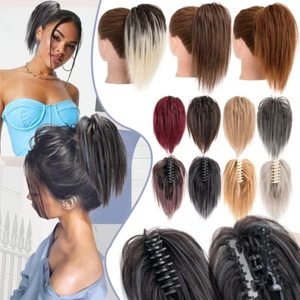THICK Claw/Jaw Clip On Pony Tail Messy Bun Hair Extensions One Piece Ponytail US - Picture 1 of 74