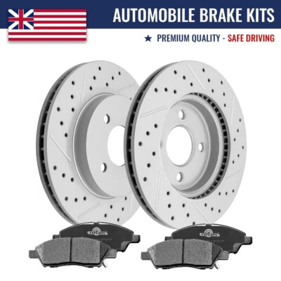 Pastilhas de rotores de freio dianteiro perfuradas para Nissan Versa 2012-2019 Micra 2015-2019 - Imagem 1 de 4