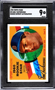Topps Stars Carl Yastrzemski 1998 automático reimpresión de novato SGC 9 como nuevo corte Medias Rojas - Imagen 1 de 2
