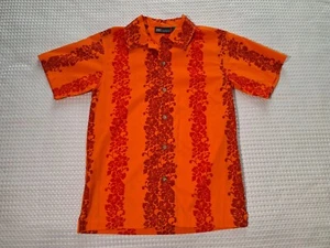 Vintage Faded Glory Hawaiian Shirt Orange Button Dress Shirt Kids Youth Size M - Picture 1 of 8