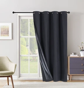 Set of Two (2) 100% Blackout Curtains Extra Wide 110 Inches - All Length - Black - Picture 1 of 6