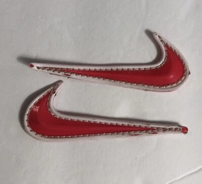 Lot Of 2 Nike Swoosh Patch Running Shoe Sneaker Badge Logo Pink Raised Vinyl - Image 1 of 3