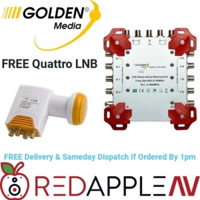 Golden Media 5×8 Stand Alone 5 In 8 Out Multiswitch With Quattro LNB FREE Post - Image 1 of 4