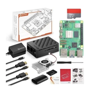 RasTech Raspberry Pi 5 16GB Kit 64GB Starter Kit W/Active Cooler Dual 4Kp60 NEW - Afbeelding 1 van 23