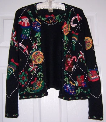 Cárdigan Suéter Vintage Studio Works Negro Talla Mediana Santa Candy Bastes y Más Foto 1 de 4