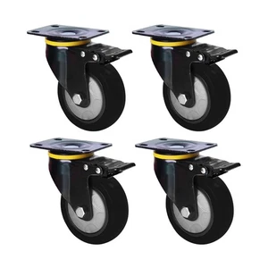Paquete de 4 ruedas giratorias de 3 pulgadas ruedas de bloqueo con ruedas de placa giratoria de freno - Imagen 1 de 9