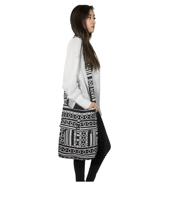 Bandolera Hobo Bolso de Hombro Tribu Azul Azteca Negro Blanco Tejida Hecha a Mano Foto 1 de 4