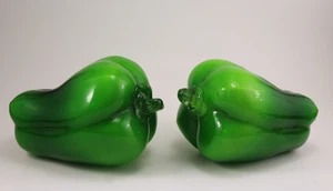 Vintage Hand Blown Art Decorative Glass Bell Pepper Life Size Murano Style Set 2 - Picture 1 of 6