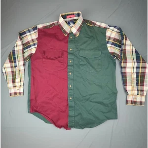 Vintage Texas Cotton Shirt Men Large Colorblock Plaid USA Made Flawed Western - Picture 1 of 9