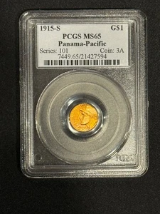 1915-S Panama Pacific Gold $1 Dollar PCGS MS65 - Picture 1 of 2