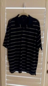 GOLDEN BEAR Blue Striped Polyester S/S Jack Nicklaus Polo SHIRT Men XL - Picture 1 of 3