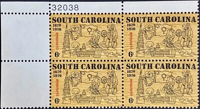 US 1407: South Carolina Settlement 1970, Block of 4, Mint NH OG, FREE Shipping! - Image 1 of 2