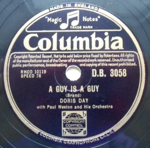 Doris Day 10" 78rpm Columbia DB3058 A Guy is a Guy / Who Who Who EX - Picture 1 of 4