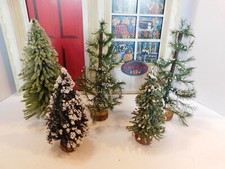 Lot of 5 Chrismas Tree Snow Flocked Bottle Brush used with Byers Choice