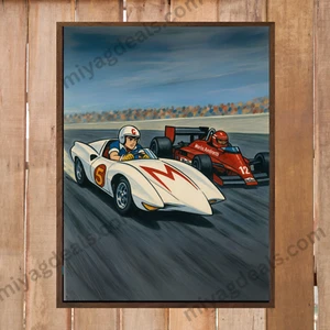 RACING POSTER SPEED RACER RACER X VS Mario Andretti  CARTOON 80s POSTER 18x24 - Picture 1 of 4