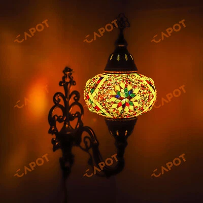 Turkish Moroccan Tiffany Style Glass Mosaic Wall Light Lamp Sconce- Free Bulb - Image 1 of 4