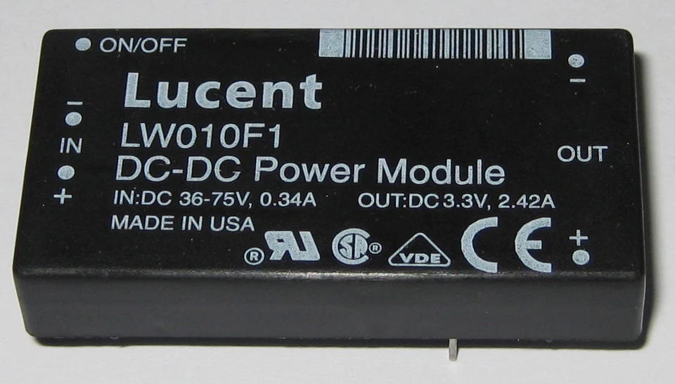 Lucent DC-DC Converter - 3.3V DC Output - 8 Watts - MW010F1 - 36-75V Input - USA - Image 1 of 4