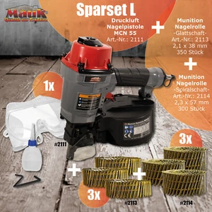 MAUK® Druckluft Nagelpistole MCN55 Coilnagler Sparset L  Inklusive Munition - Bild 1 von 8