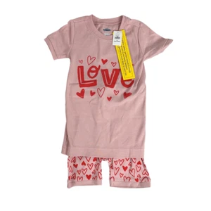 Old Navy 5T Short Sleeve Pajamas Love Hearts NEW - Picture 1 of 4