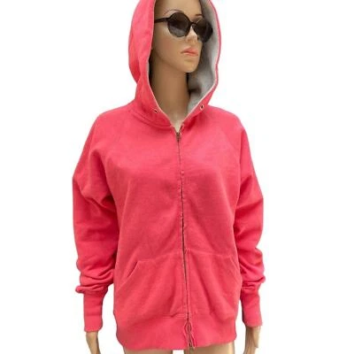 Jaqueta com capuz feminina vintage cacau XL roupa ativa Barbiecore mistura de algodão zíper rosa - Imagem 1 de 4