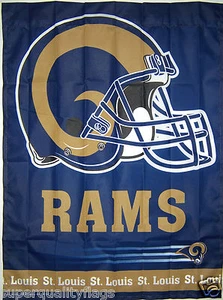 27X37 NEW ST LOUIS RAMS BANNER WITH FLAG POLE SLEEVE MADE USA  - Picture 1 of 7