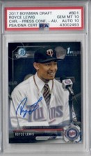 PSA 10 - 2017 Bowman Draft Royce Lewis Chrome Press Conference #BD1 Auto 10