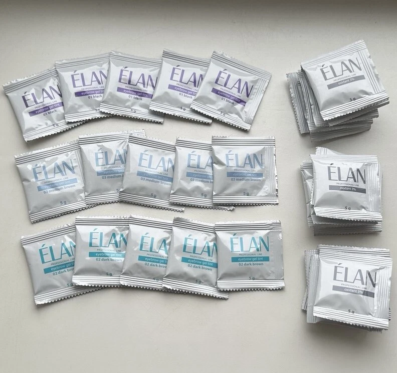 Elan Eyebrow Gel Tint with Oxidan, 5 sets x 3 shades 01, 02 and 03 (30 sachets) - Image 1 of 2