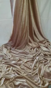 Tela de terciopelo de terciopelo de oro beige spandex 58" de ancho metro cuarto de grasa rollos - Imagen 1 de 5