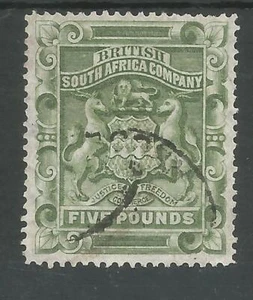 Rhodesia SG 12 THE 1892-3 QV £5 VERDE SALVIA BUENO A FINO GATO USADO £450 - Imagen 1 de 2