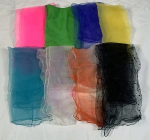 8 bufandas de cabeza transparente vintage envolturas de nailon rosa verde amarillo negro naranja azul - Imagen 1 de 10