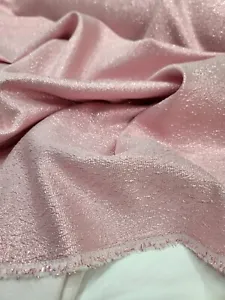 Pink Brocade Fabric Sold By The Yard Textured Iridescent Embossed Prom Bridal  - Picture 1 of 9