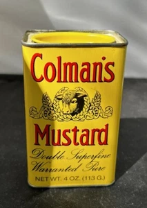 Vintage Colman's Mustard Tin 4 OZ. Small Yellow Tin Kitchen Decor - Picture 1 of 4