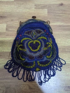 Antica borsa vintage con cornice in celluloide e perline bellissima, buone condizioni  - Foto 1 di 5