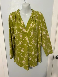NWT JM Collection Palm Frond CB Floral V-Neck Top with 3/4 Sleeve       Size XXL - Picture 1 of 3