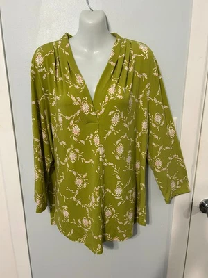 NUEVO CON ETIQUETAS JM Collection Palm Frond CB Floral Cuello en V Top con Manga 3/4 Talla XXL Foto 1 de 3