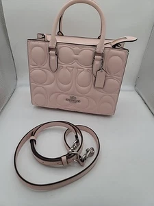Coach Maggie Small Tote Bag Crossbody Signature Leather Silver Blush NWT CY670 - Picture 1 of 12