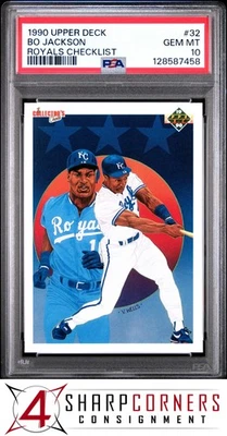 1990 UPPER DECK #32 BO JACKSON ROYALS LISTA DE VERIFICAÇÃO PSA 10 - Imagem 1 de 3