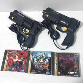 Sega Saturn lot of 2 VIRTUA GUN with 3 Japanese games For CRT TV Only Japan