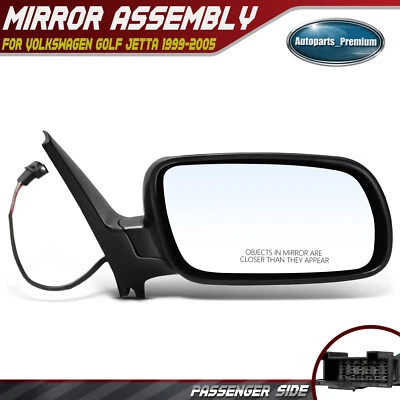 Espejo retrovisor térmico negro pasajero con ajuste eléctrico para Volkswagen Golf Jetta 99-05 Foto 1 de 4