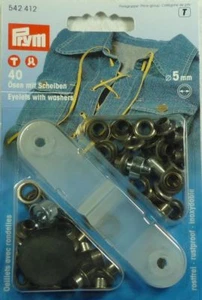Prym 40 Eyelets with Discs and Tool 5mm Old Iron 542412 - Picture 1 of 1